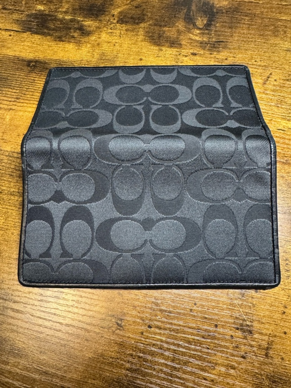 Coach Signature Wallet & Checkbook Holder Set Black/Gray Canvas Leather Trim - Picture 12 of 12